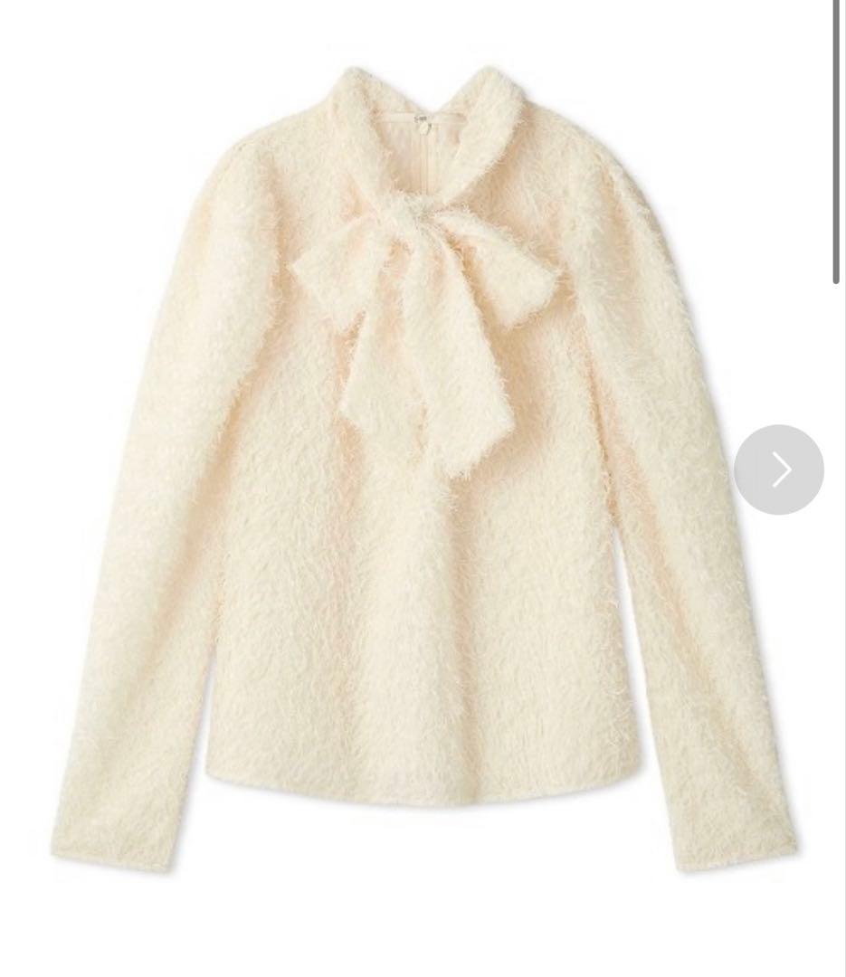 最終値下げFRAY I.D ジャガードボウタイタックスリーブブラウス アイボリー