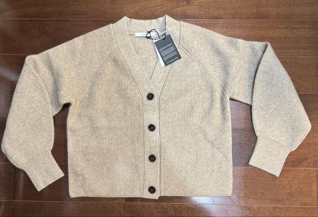 新品タグ付き！　ANAYI ラクーン ウール パフスリーブカーディガン