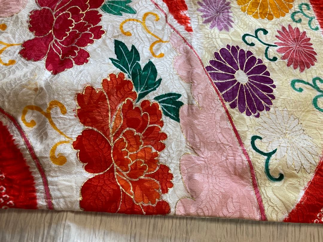 アンティーク総絞り金糸振袖　七五三　7歳着物帯小物セット　卒業式　袴　十三参り