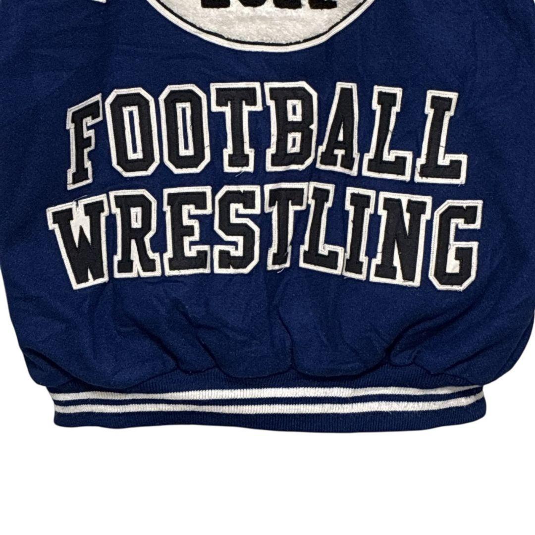 USA製✨スタジャン カレッジ メルトンウール×レザー 両面刺繍ロゴ 中綿 XL