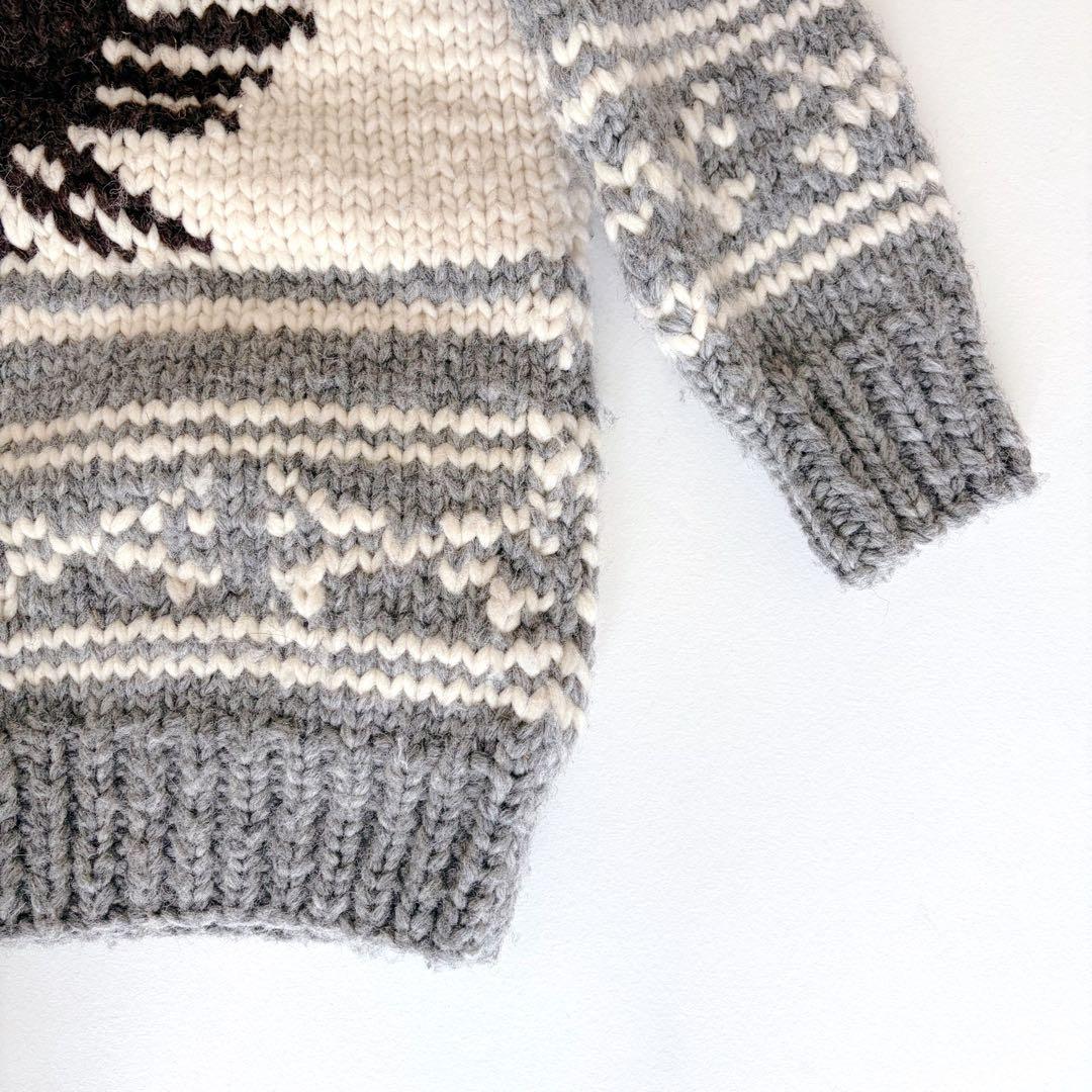 KANATA カナタ カウチン ニットジャケット イーグル ダブルジップ ウール