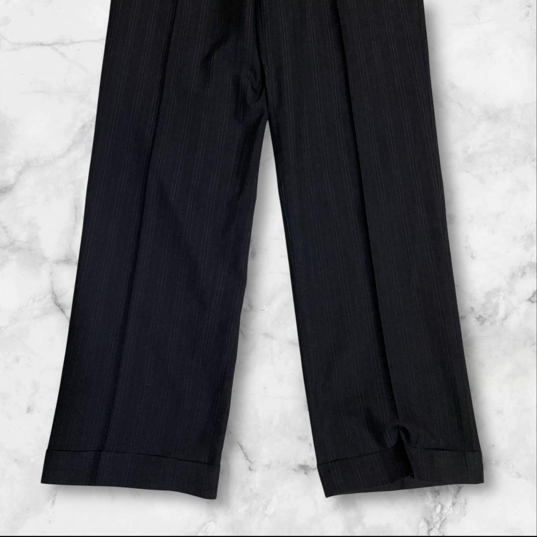 極美品☆希少☆エルメネジルドゼニア☆スーツセットアップ☆黒☆ストライプ☆52