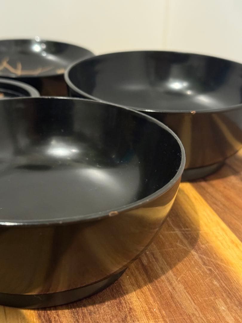 レアな超絶技法　大名本杢漆器　輪島塗　雀椀　見返り麦　2脚のペア　未使用品経年傷