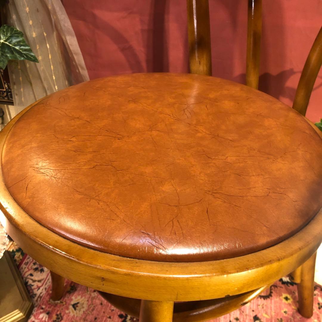 オールド ヴィンテージ 曲木　ベントウッドチェア　軽量　アンティークレザー張り