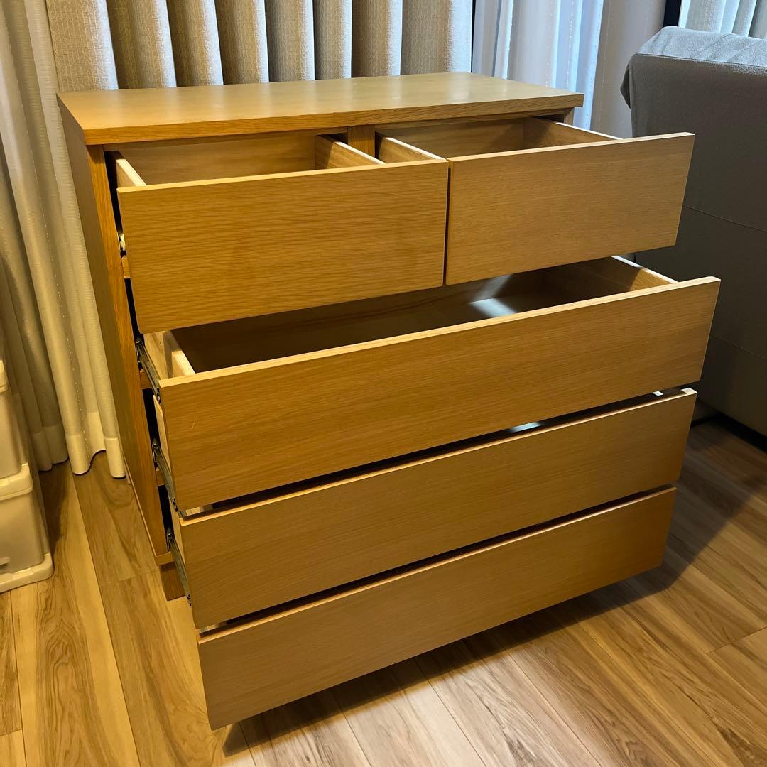 ⭐️美品⭐️廃盤希少⭐️無印⭐️脚付き⭐️チェスト４段・ワイド・オーク材