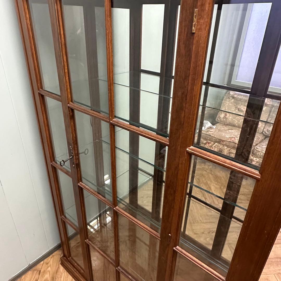 木製アーチ型　アンティーク　ガラスキャビネット