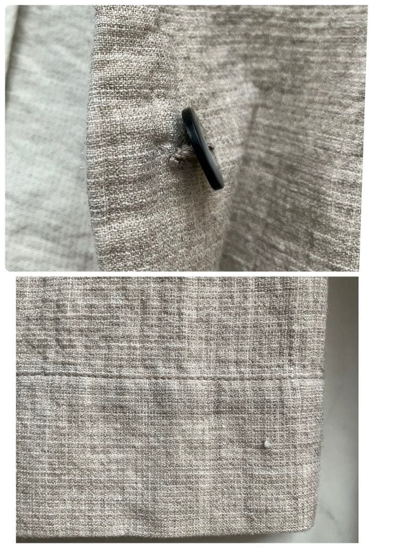 プリスティン コットンヤクリネン二重織りジャケット　カラーレス　ゆったり