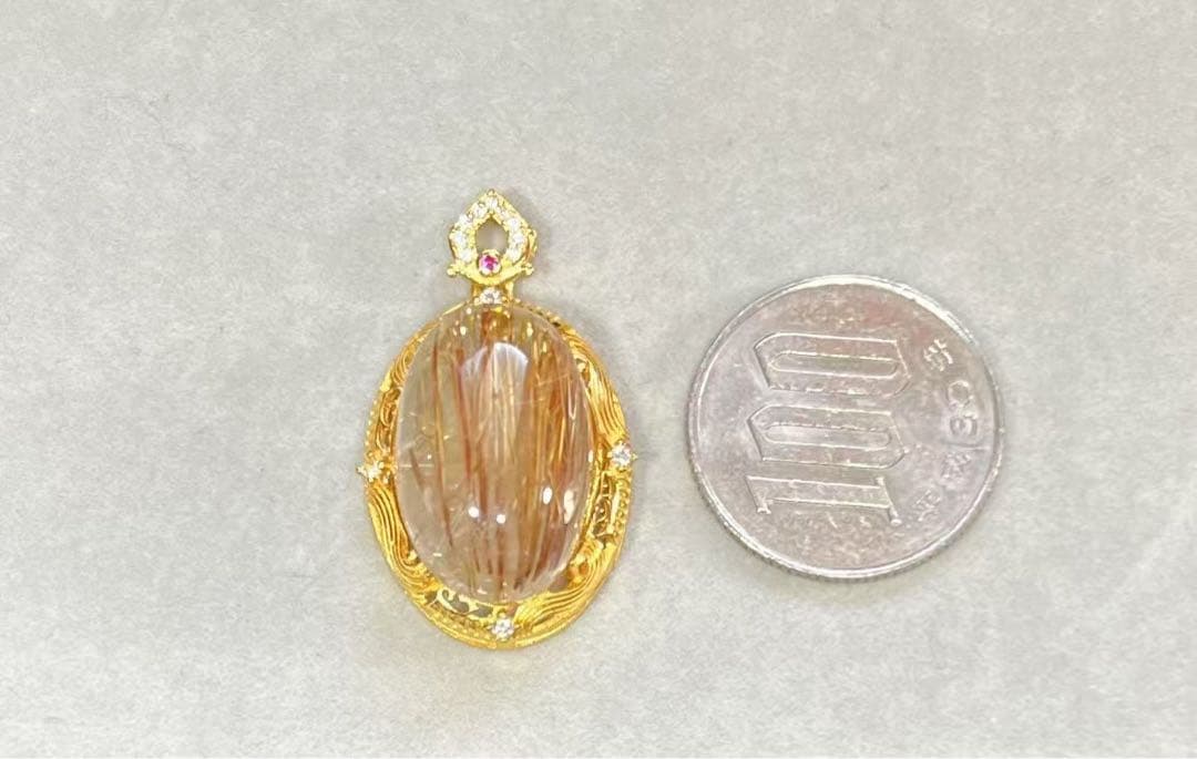 T*R様 A770 ゴールドルチルクォーツ ペンダントトップ（S925）