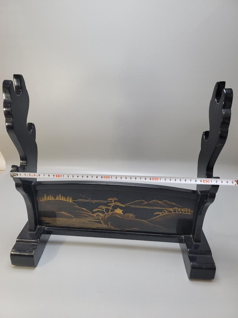 武具甲冑 山水図 刀掛 骨董品