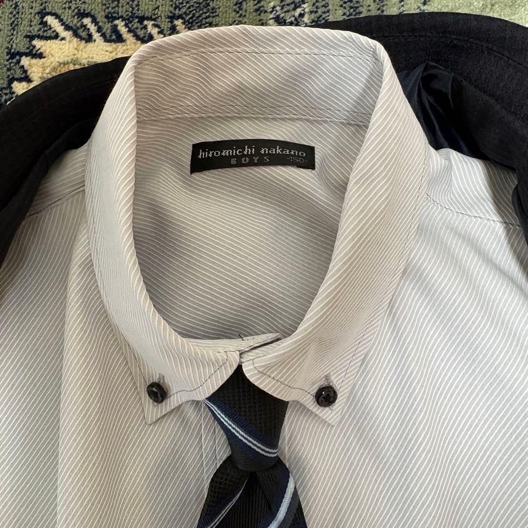 【美品】キッズフォーマル スーツ 150 卒業式 男の子 ネイビー チェック