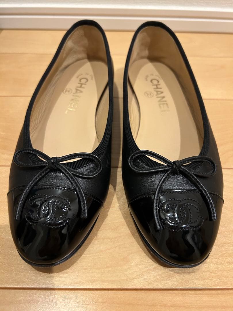 CHANEL バレリーナ　ラムスキン　エナメル　ブラック　36