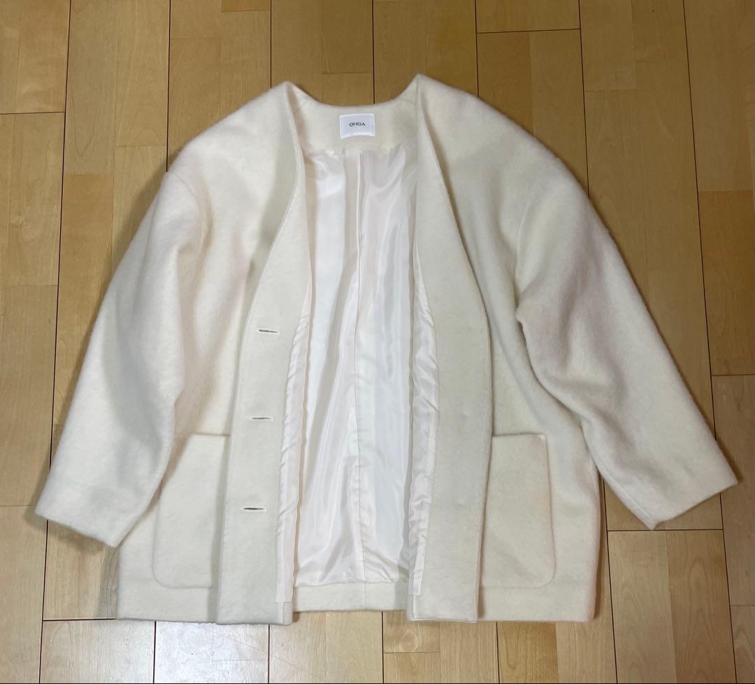 【未使用タグ付き】OHGA シャギーコーディガン　ホワイト