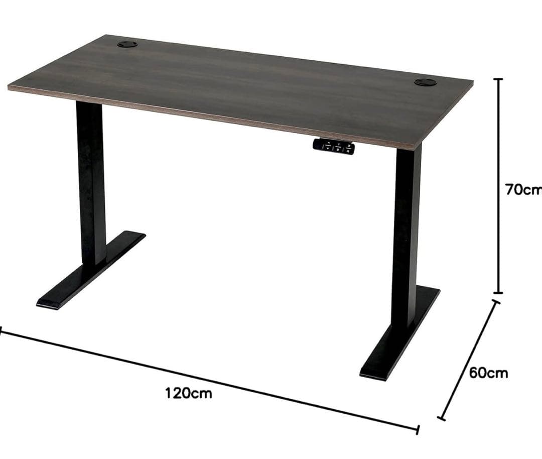 【Sunon】電動昇降デスク（120x60cm）メモリー機能付き ダークオーク
