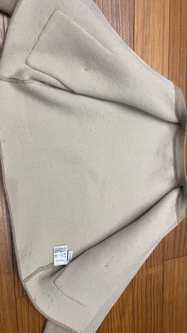 アニュアンス カシミアブレンド ノーカラーニットジャケット ベージュ