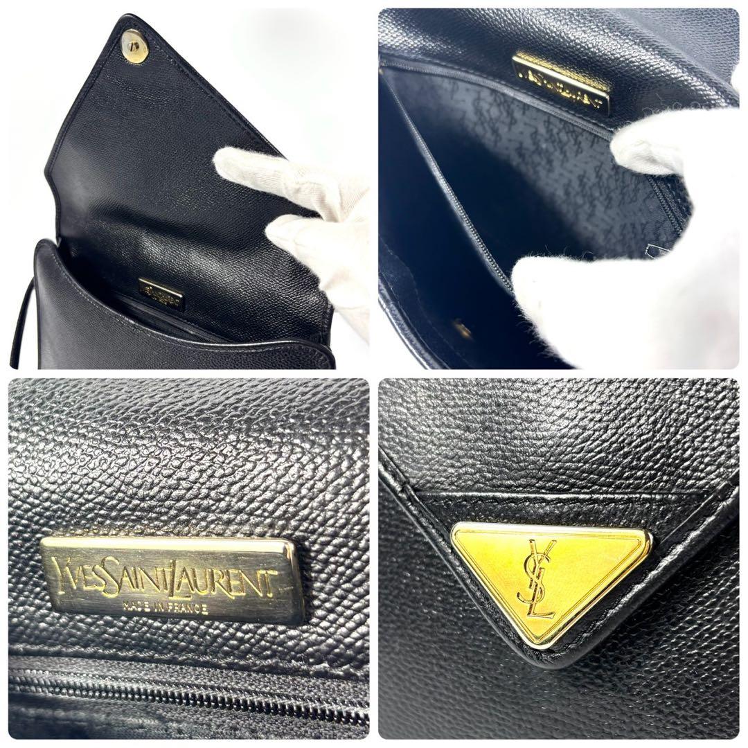 ✨美品✨イヴサンローラン ショルダーバッグ カサンドラ 三角ロゴ ブラック 黒