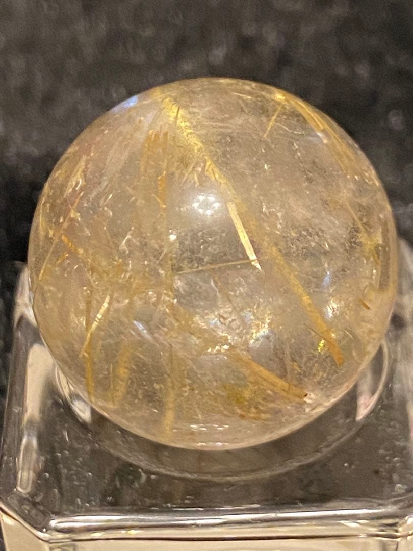 【金運、仕事運上昇】虹入り！ミニ！タイチンルチルスフィア⭐️台座⭐️R70