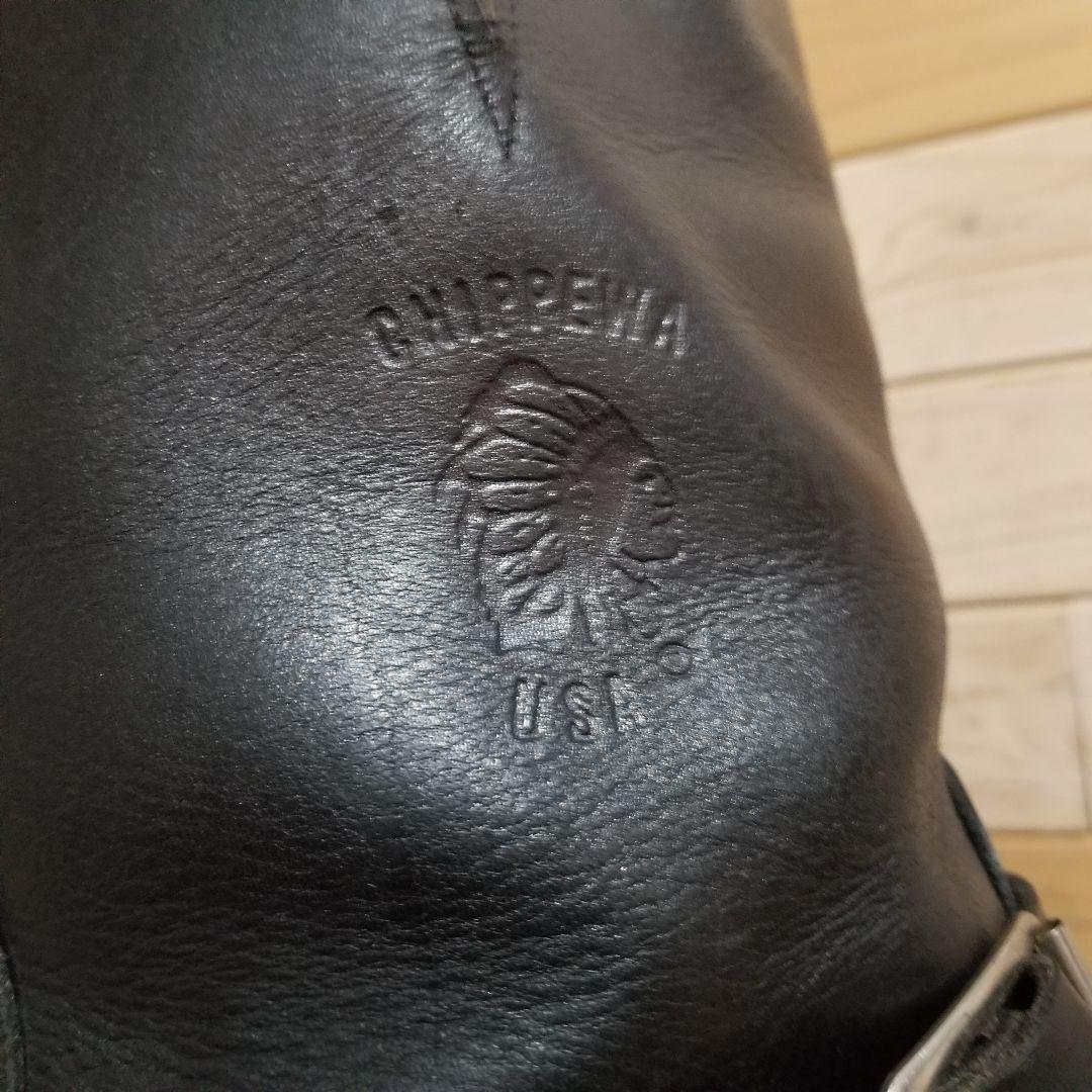美品 80s　CHIPPEWA　エンジニア　リングブーツ　黒プリントタグ　28
