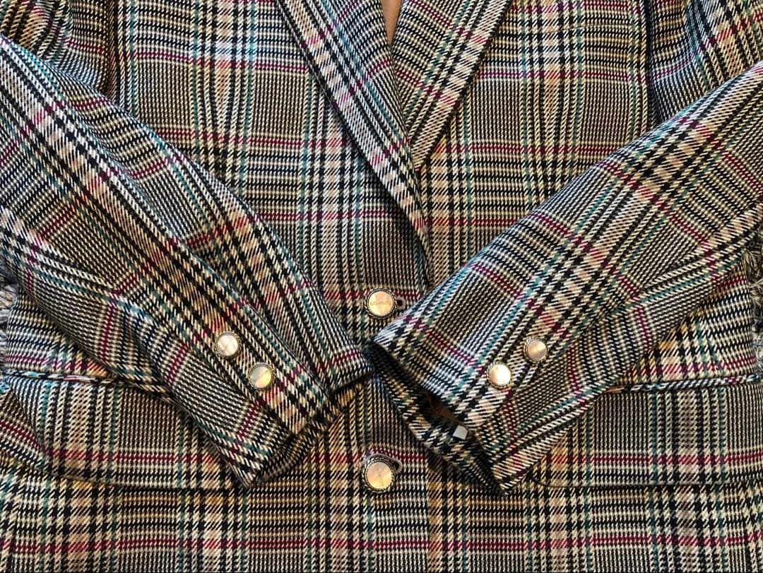 【希少美品】Burberrys バーバリー チェック　シルク　シェルボタン　M