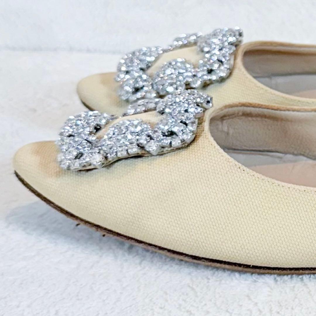 マノロブラニク ハンギシ パンプス フラットシューズ ベージュ 25cm