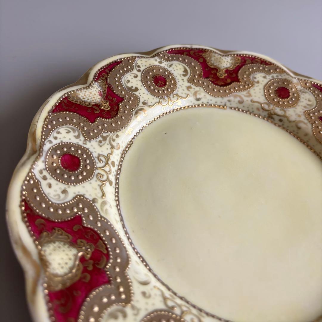 英国製アンティーク 1880年代　ロイヤルウースター　深紅と盛上げ金彩【稀少品】