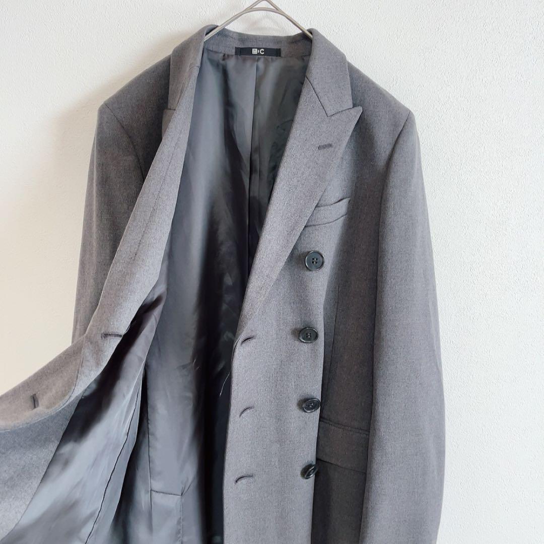 美品25年UNIQLO:C テーラードジャケット ダブルブレスト グレー L