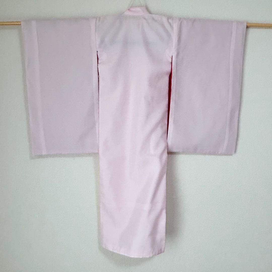 お宮参り　産着　祝着　赤×ピンク　おしどり　花々　束ね熨斗　女の子　襦袢付き