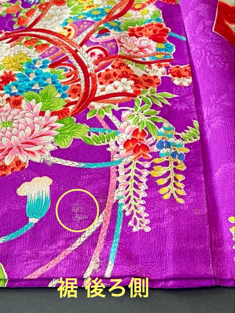 正絹 アンティーク着物 七五三 ◇鼓 地紙 花丸紋 古典柄