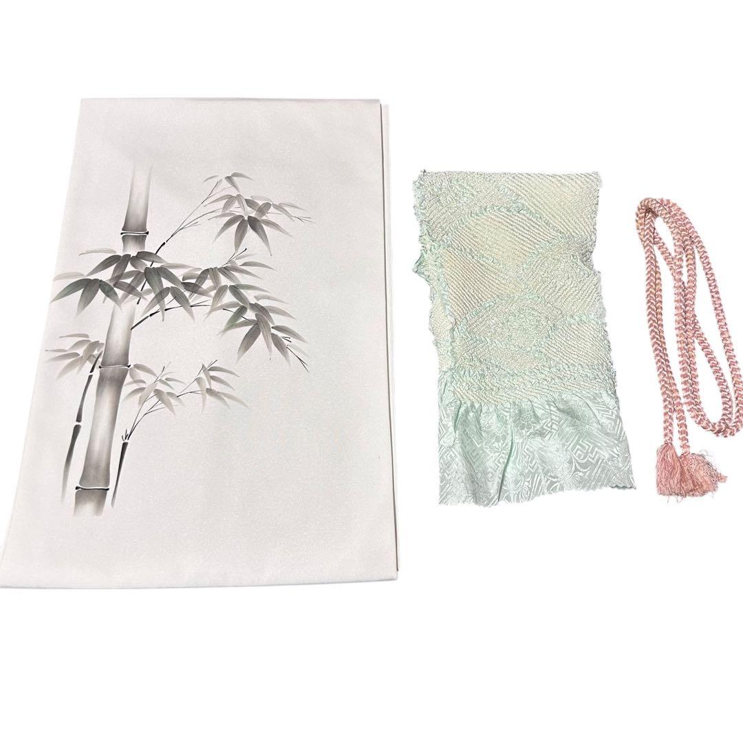 新品　美品　しつけ付き　袷　正絹　縮緬　友禅　型染め　小紋　フルセット　塩瀬