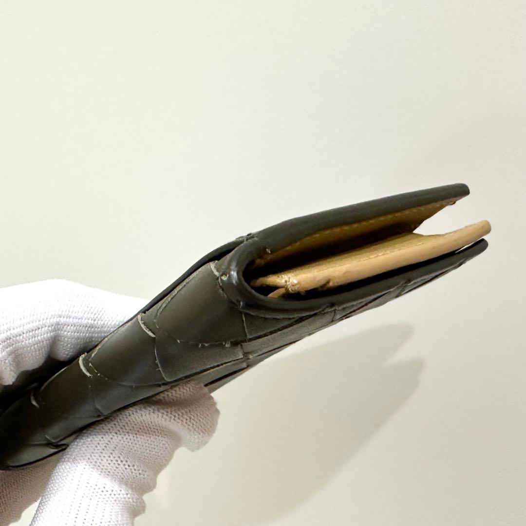 美品 現行 ボッテガヴェネタ ビジネスカードケース イントレチャート ブラウン