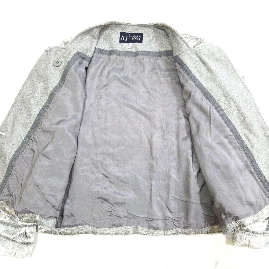 ARMANI JEANS リアルファー襟 ショートジャケット グレー系 42