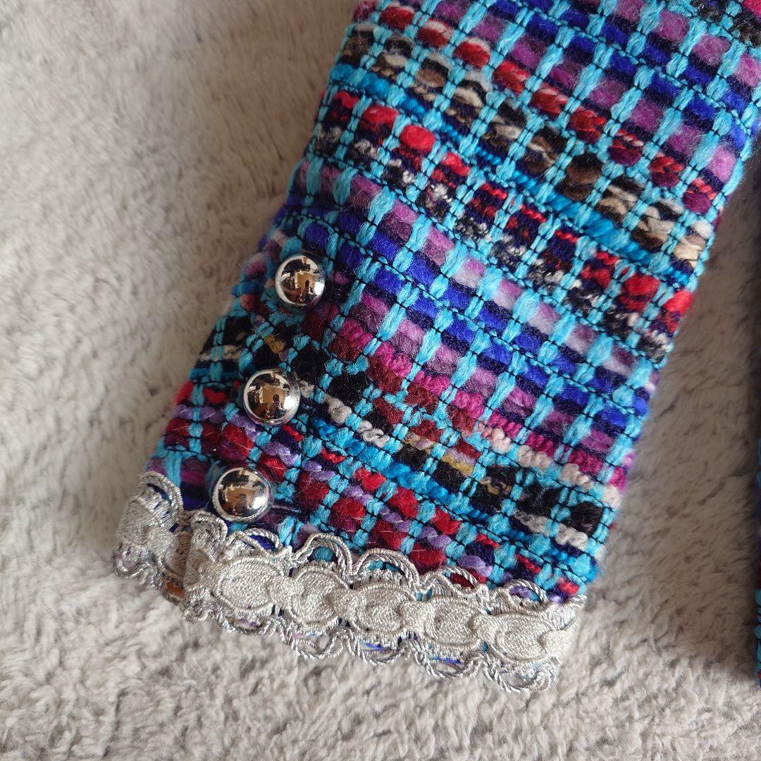 タグ付き 伊太利屋 イタリヤ ポリエステル ツイード ジャケット 13号サイズ