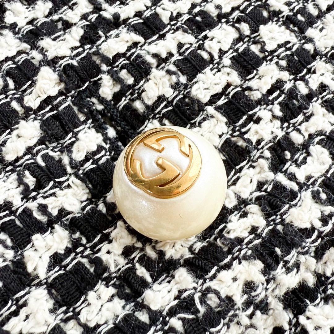 GUCCI ツイードジャケット リボン シェリーライン GGパールボタン 40