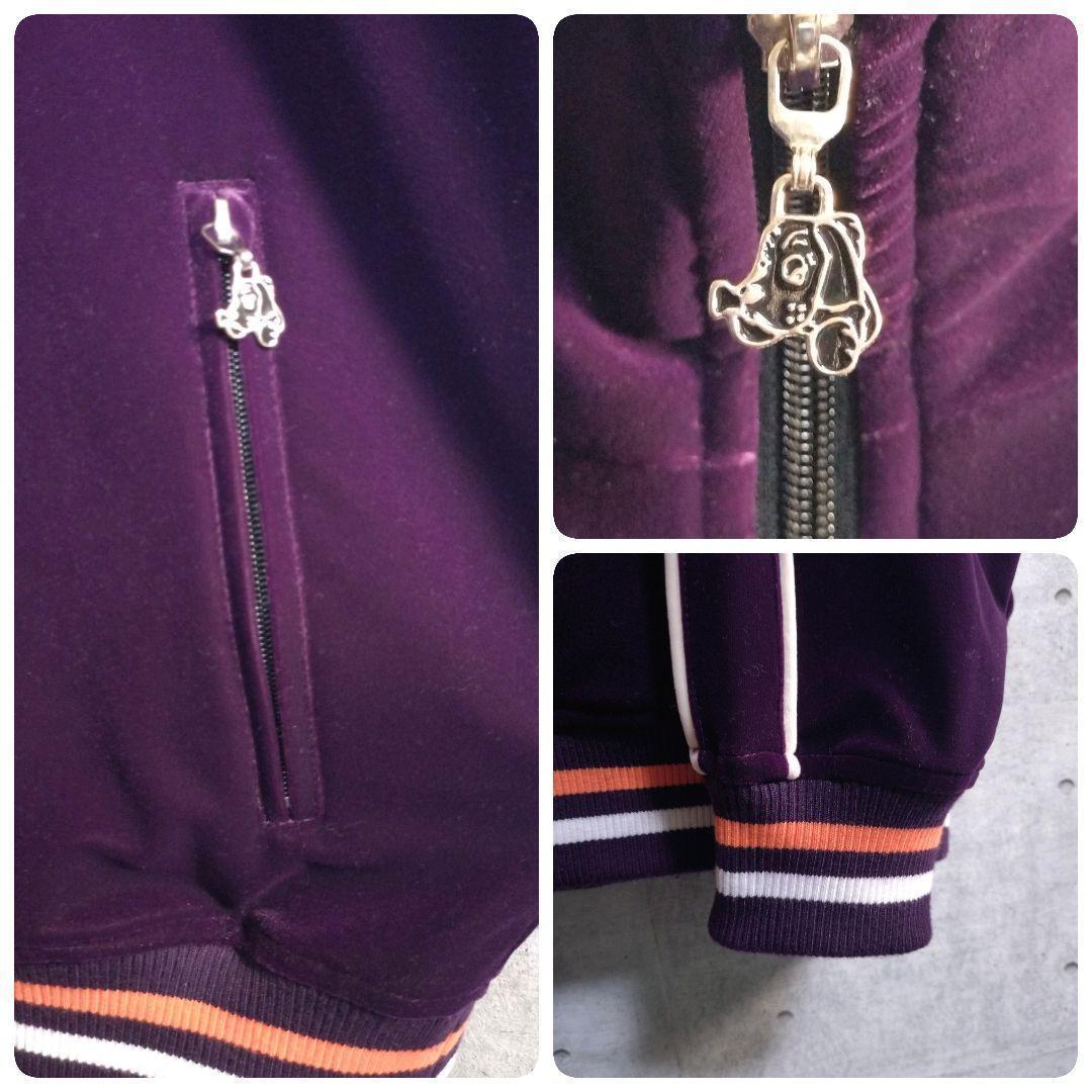 ガルフィー★ベロア パイルロゴ キャラクター刺繍 トラックジャケット 紫 L