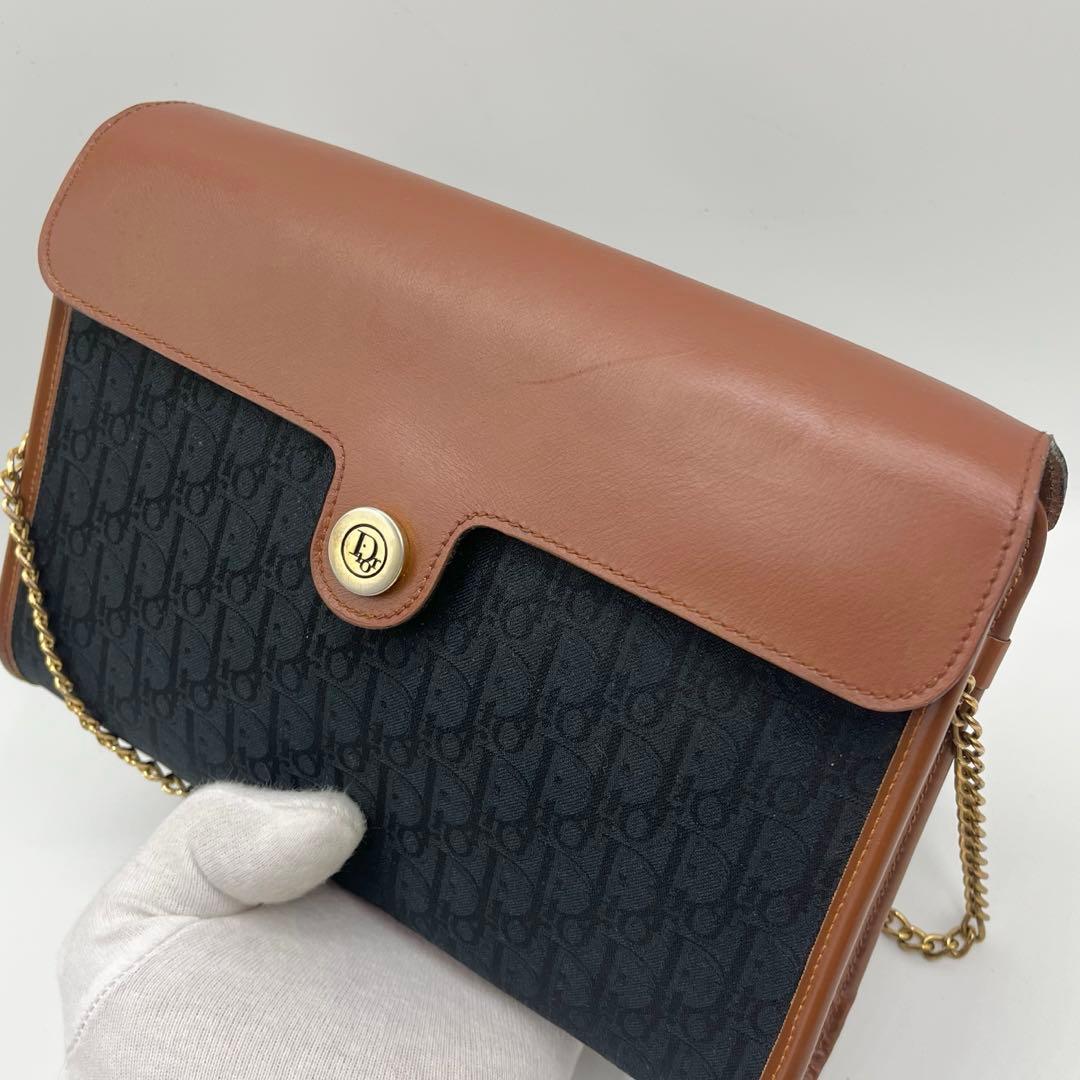 【美品】Dior ショルダーバッグ　トロッター　チェーン　レザー　ヴィンテージ