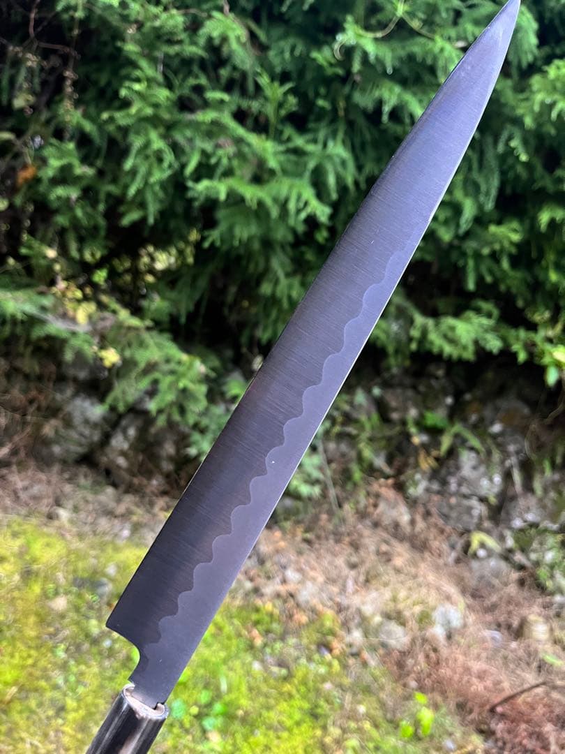 堺打ち刃物　青鋼　紋　鍛錬　柳刃　刺身　尺　300mm 包丁　和包丁　刃紋