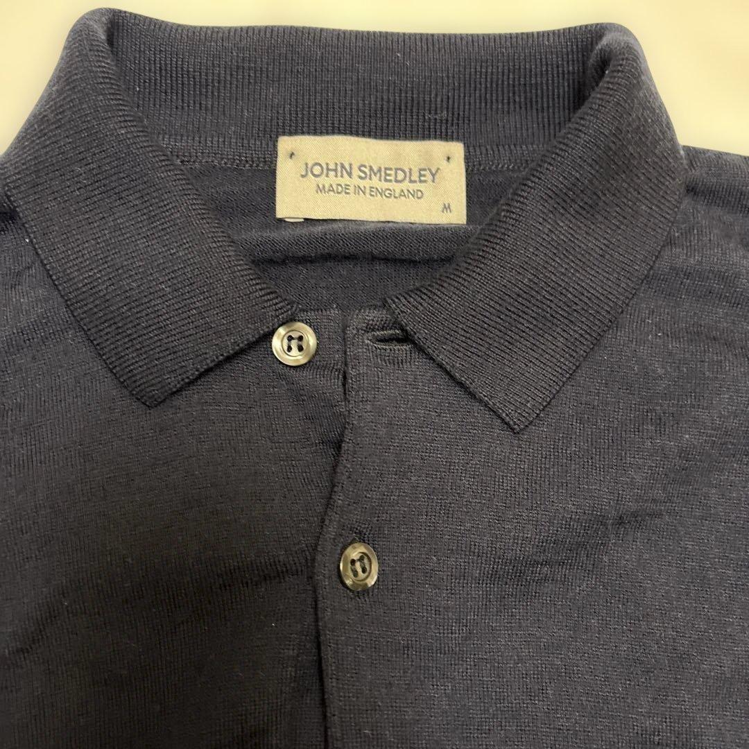 JOHN SMEDLEY ダークネイビー 長袖ポロシャツ M