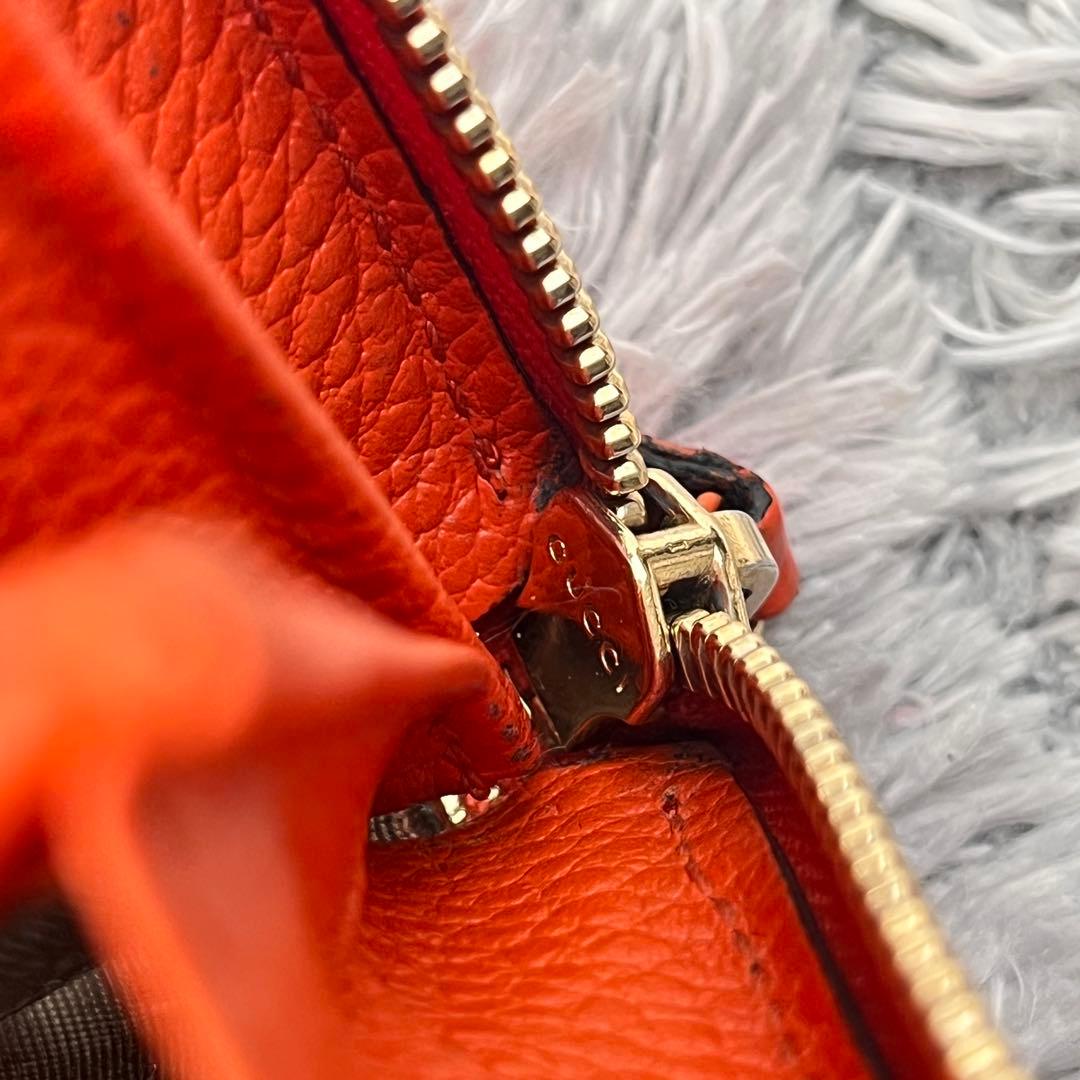 良品✨GUCCI 大容量　インターロッキング　財布　ラウンドファスナー　オレンジ