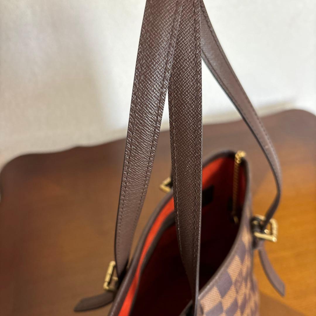 ルイヴィトン　マレ　ダミエ柄ブラウンレザーハンドバッグ