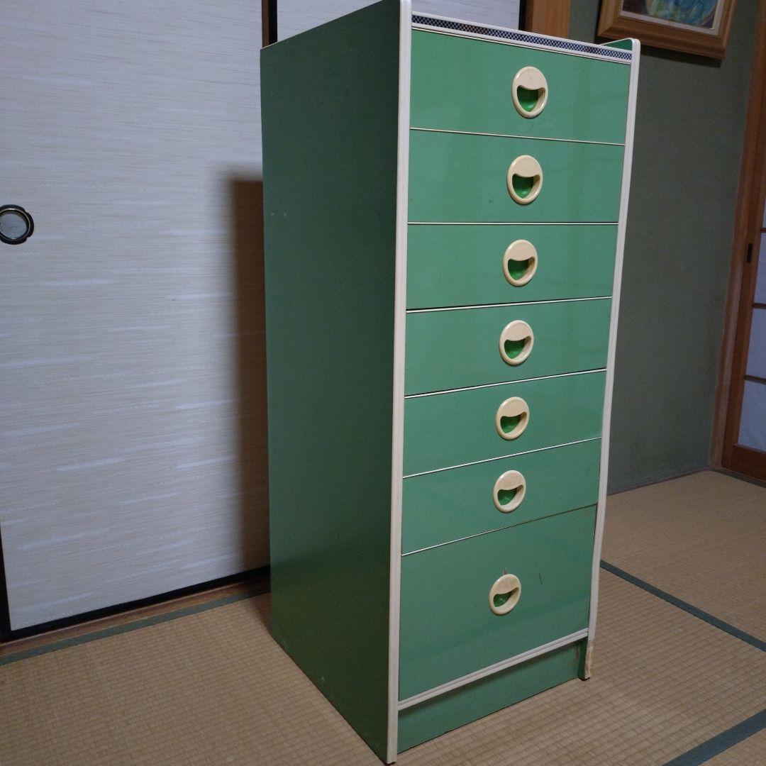 昭和時代 レトロ家具 チェスト 引き出し グリーン