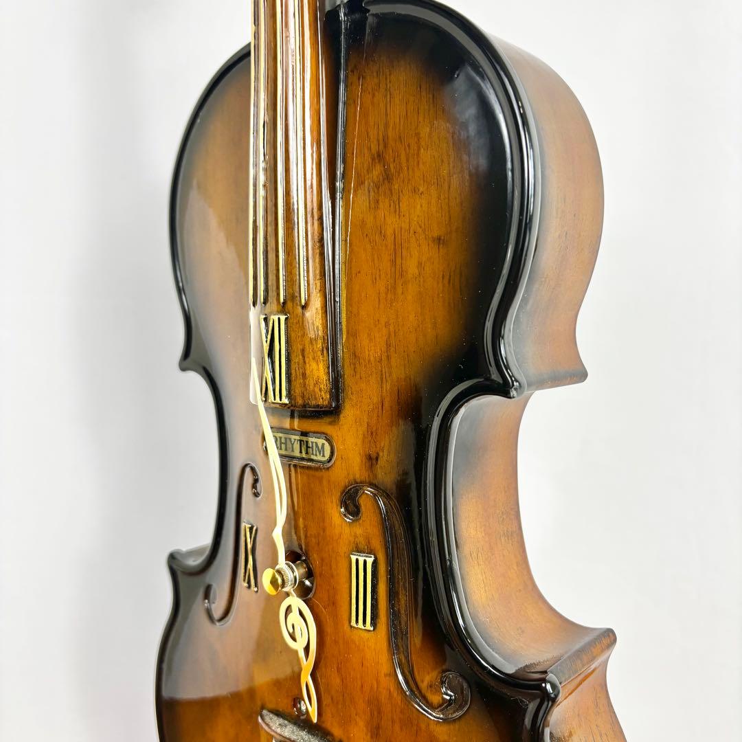 『極美品』　RHYTHM バイオリン型　時計　オルゴール　スタンド付き