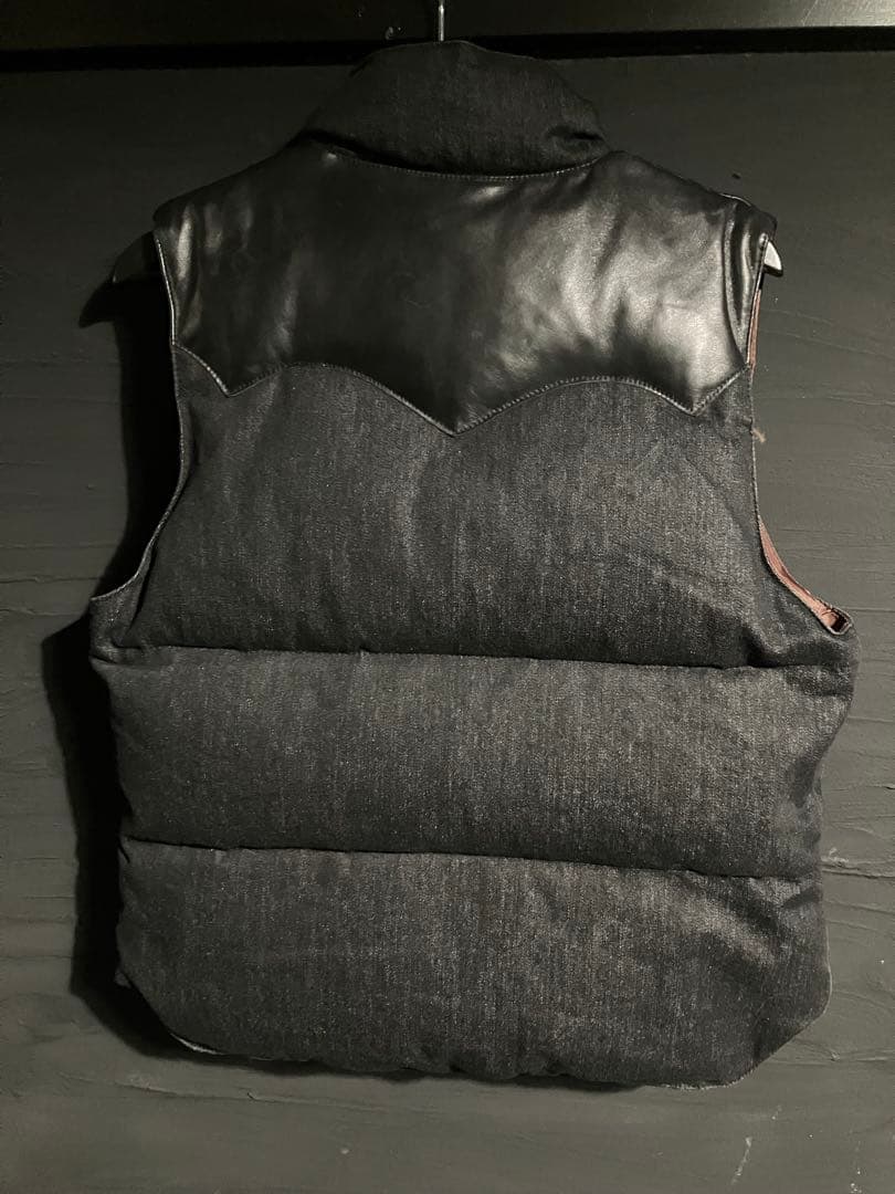 HOUSTON 50617 ラムレザー ブラックデニム ダウン M