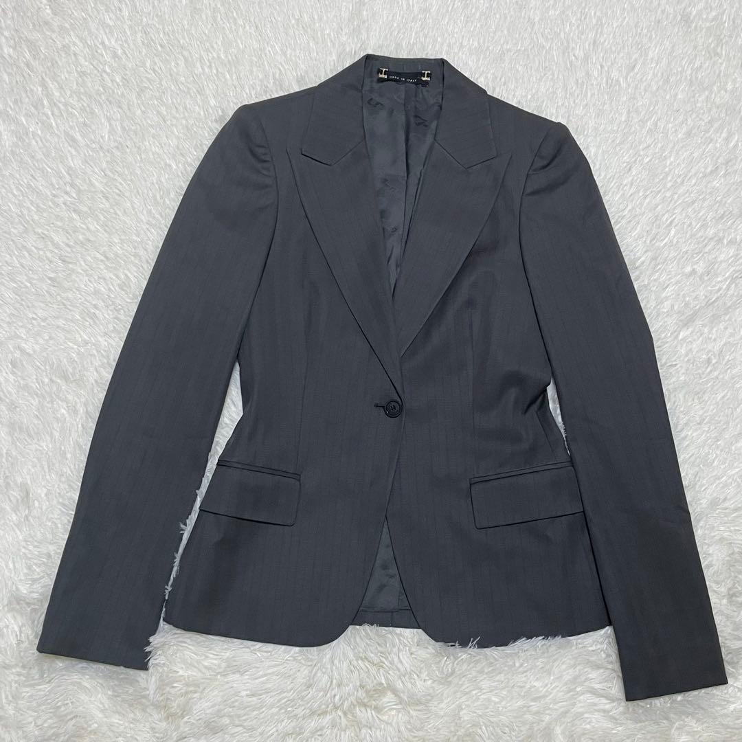 998 GUCCI テーラードジャケット グレー ストライプ 40 裏地総柄