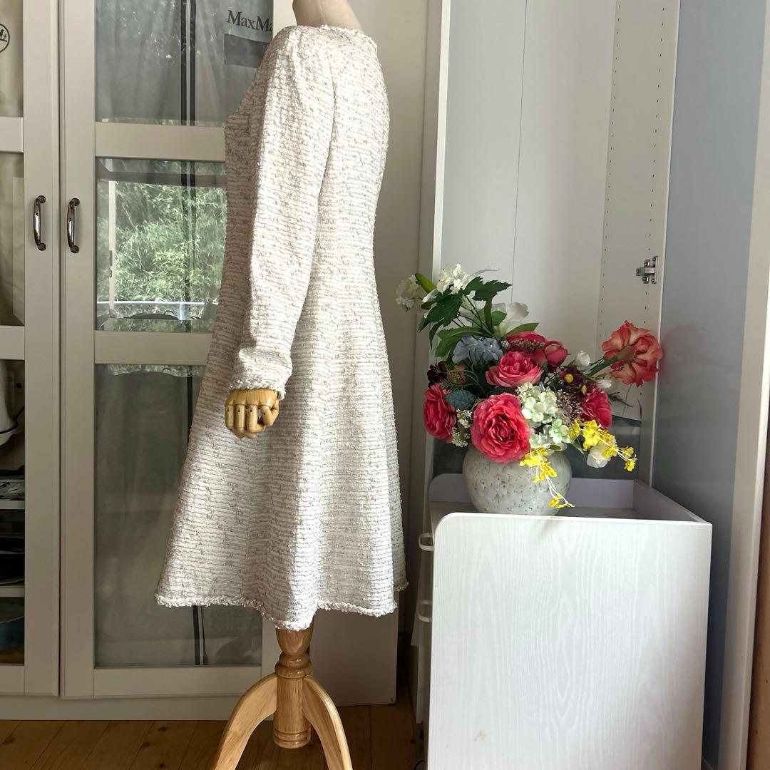 未使用近い　ルネ　パール装飾×高級ツィード素材　ロングコート