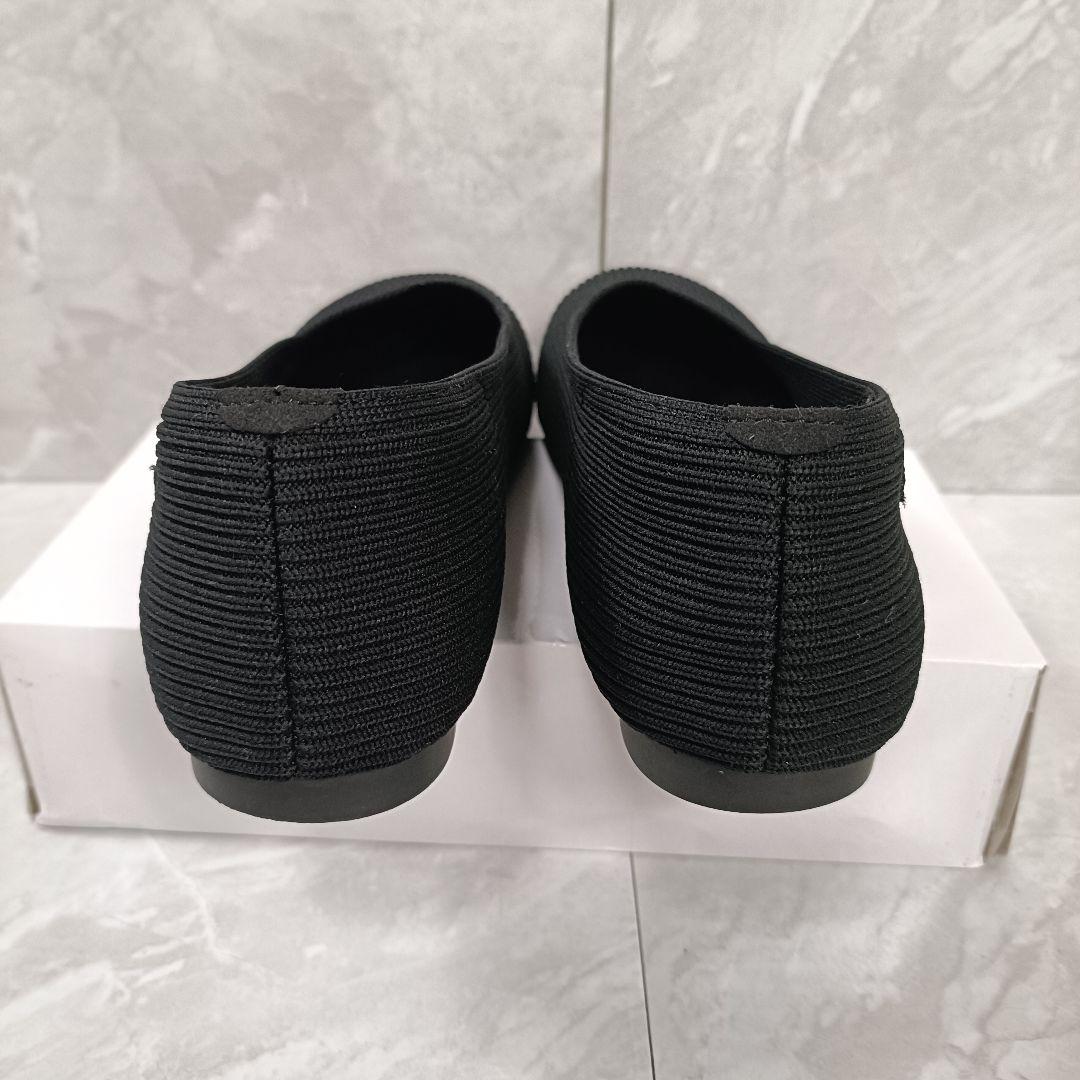 【新品】VIVAIA ビバイア フラットシューズ スクエアトゥ 25cm相当 黒