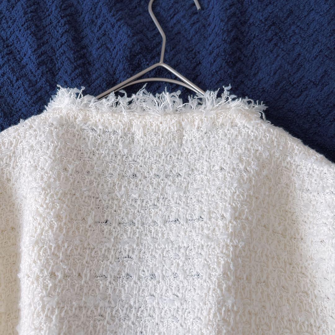 【完売希少】23AW シップス　ニットツイードクルーネックカーディガン　金ボタン