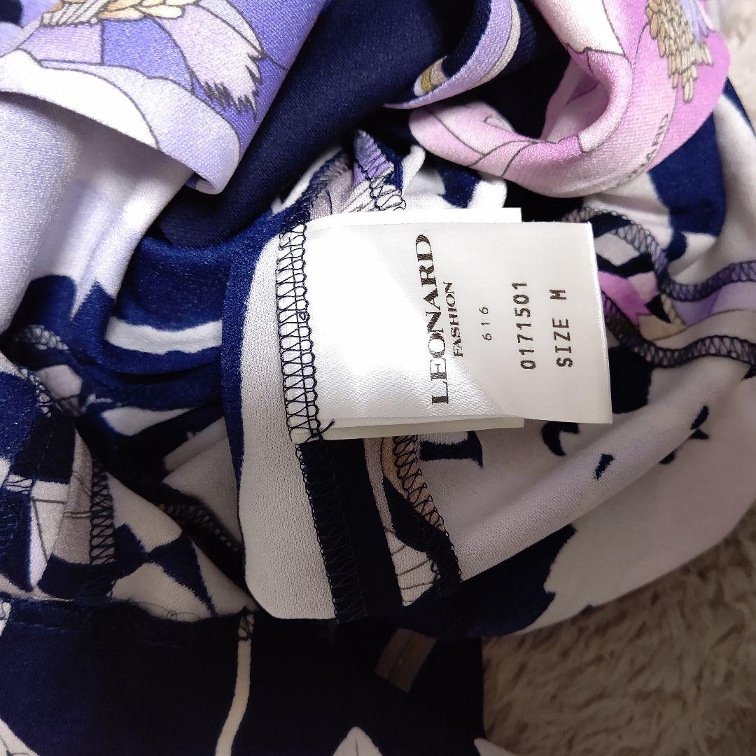 LEONARD ネイビー 花柄 テーラードジャケット カンカン