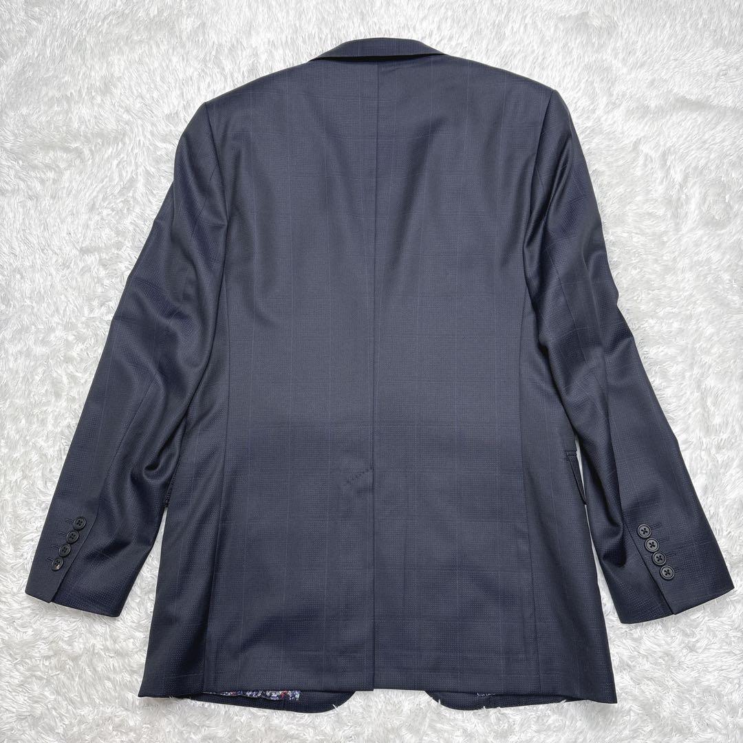 【極美品】ポールスミス 現行 デルフィノ シルク ウール スーツ 上下 紺 花柄