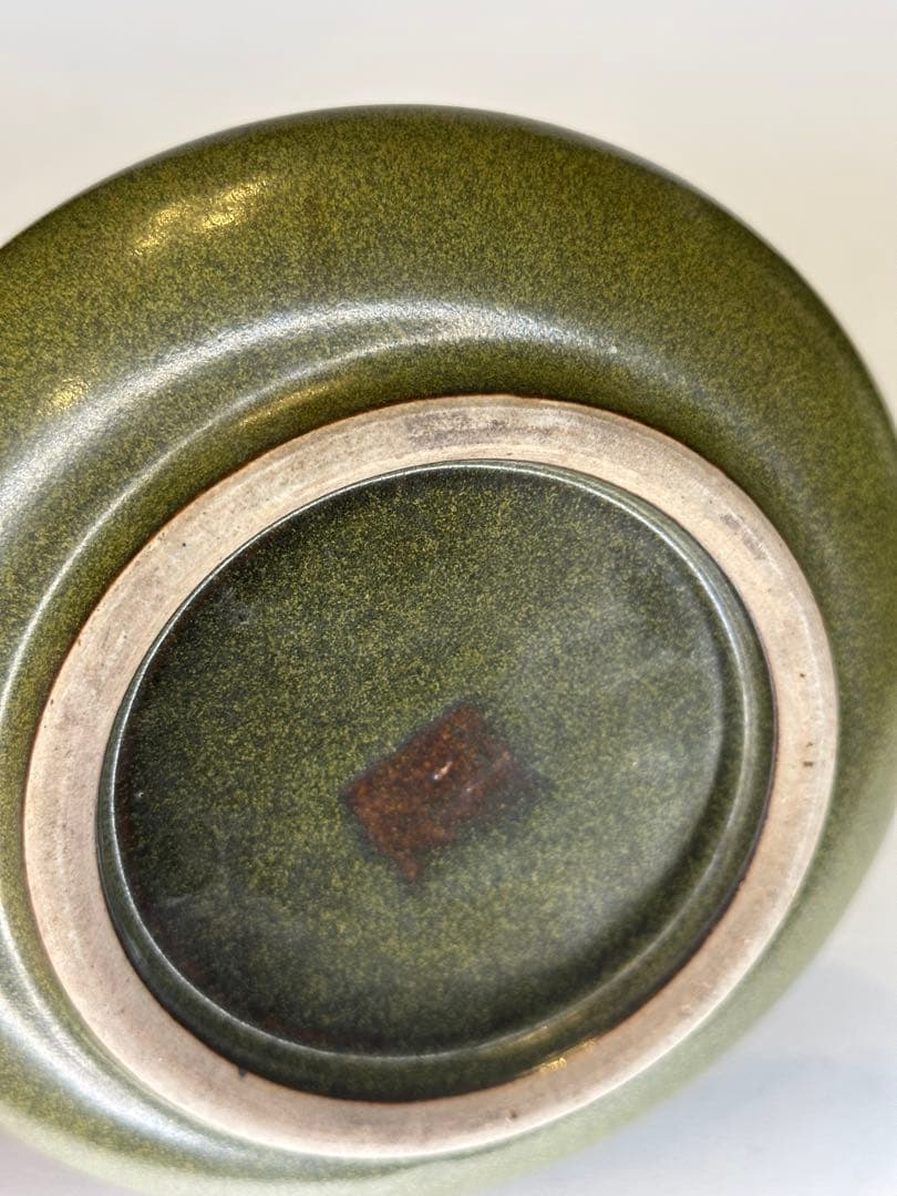 中国 清代光緒期 茶葉末釉 筆洗 オリーブ釉 文房 古美術 骨董品