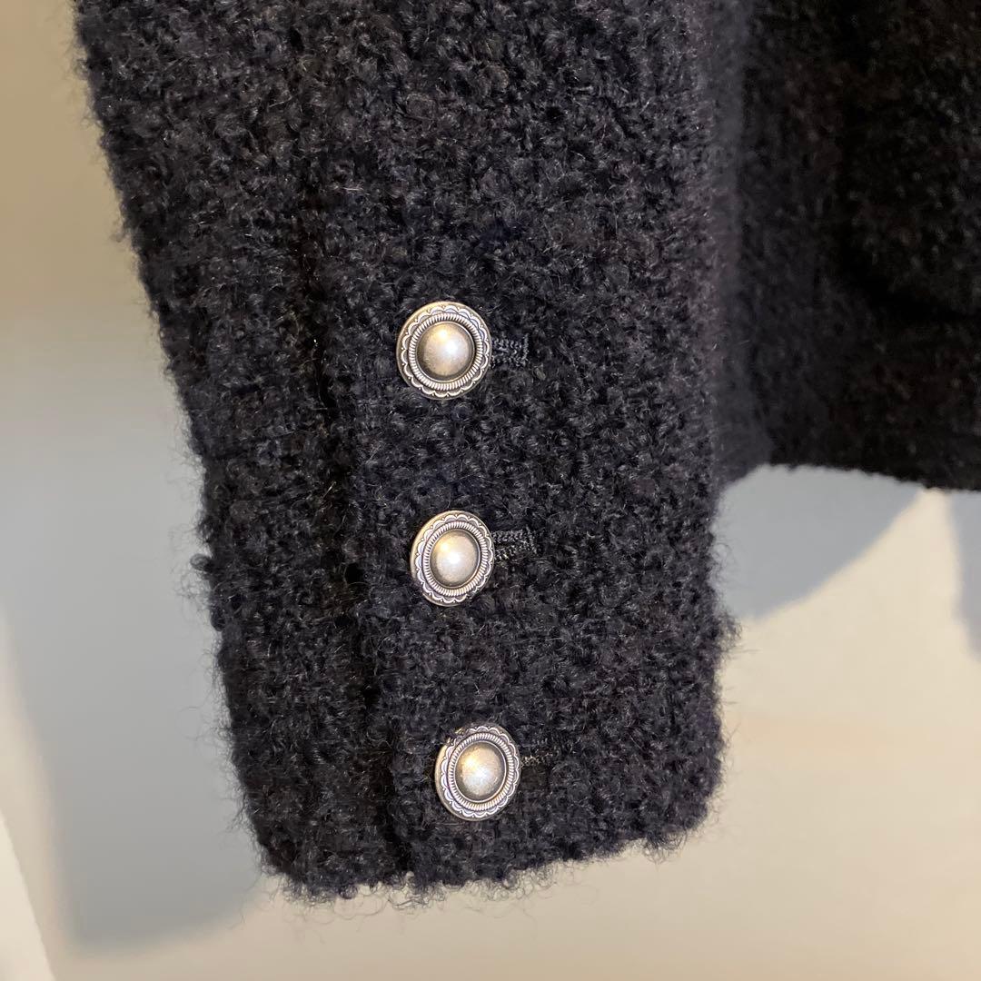 最終値下げBEAUTY&YOUTH ジャガードノーカラージャケット　ネイビー　M