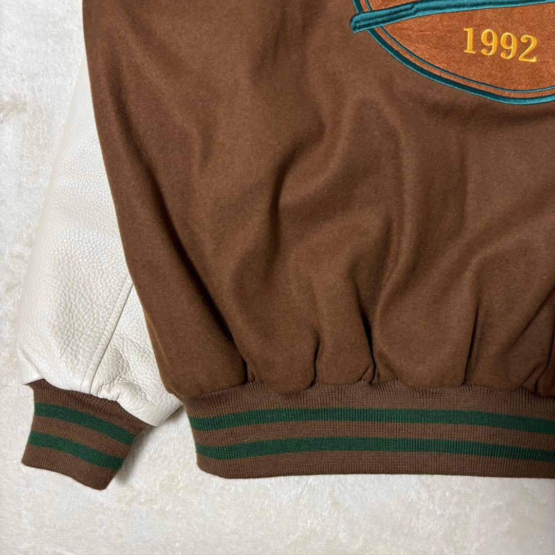 keboz スタジャン　ブラウン　レザー切替